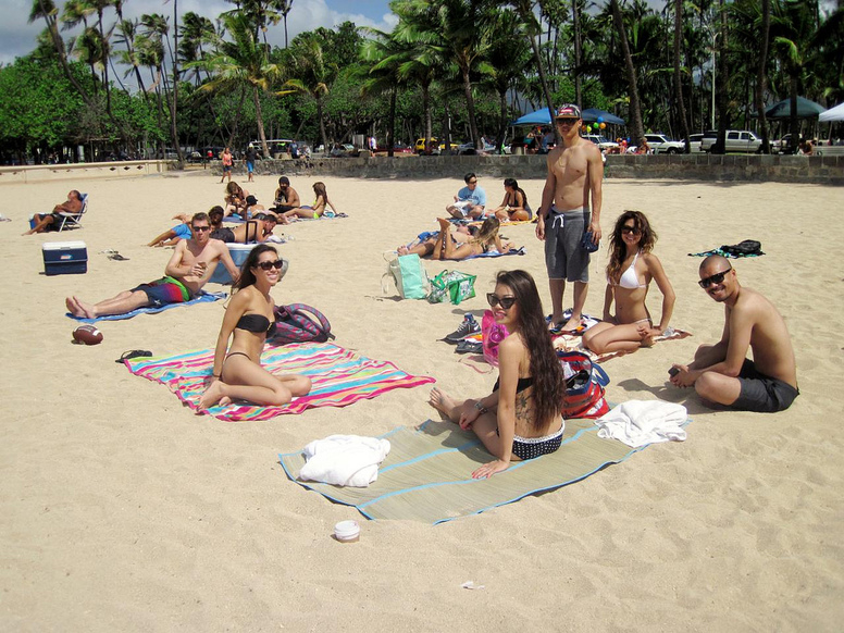 Zábava na pláži na Hawaii